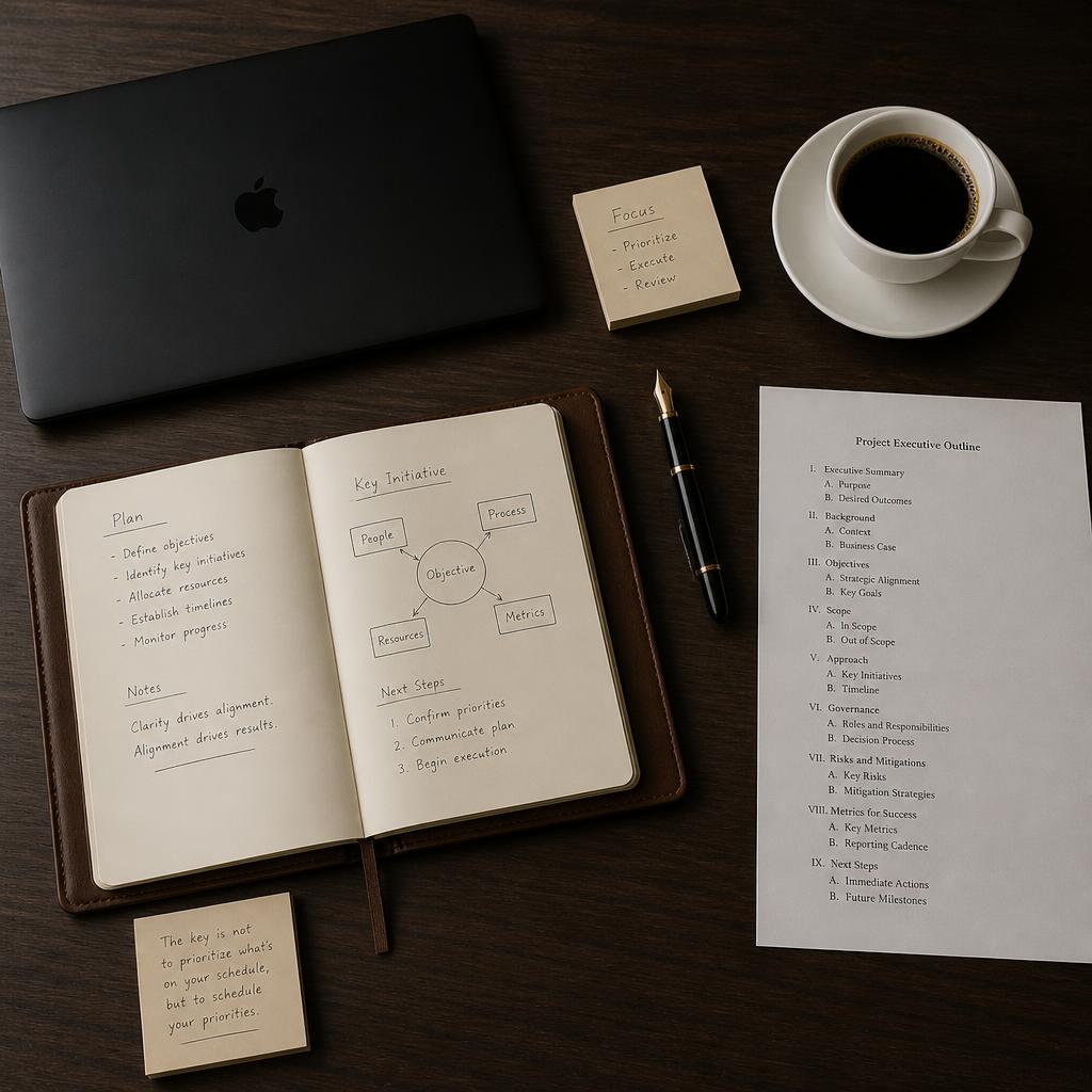 Planejamento de projetos sobre mesa